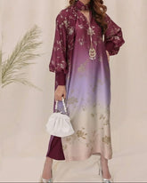 MULTISHADED DIGITAL PRINTED SILKY LONG shalwar kameez
