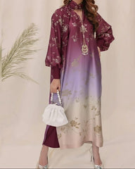 MULTISHADED DIGITAL PRINTED SILKY LONG shalwar kameez