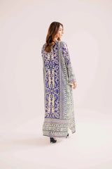 Royal Blue Baroque Printed Long Kurta