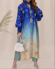 MULTISHADED DIGITAL  PRINTED SILKY LONG shalwar kameez